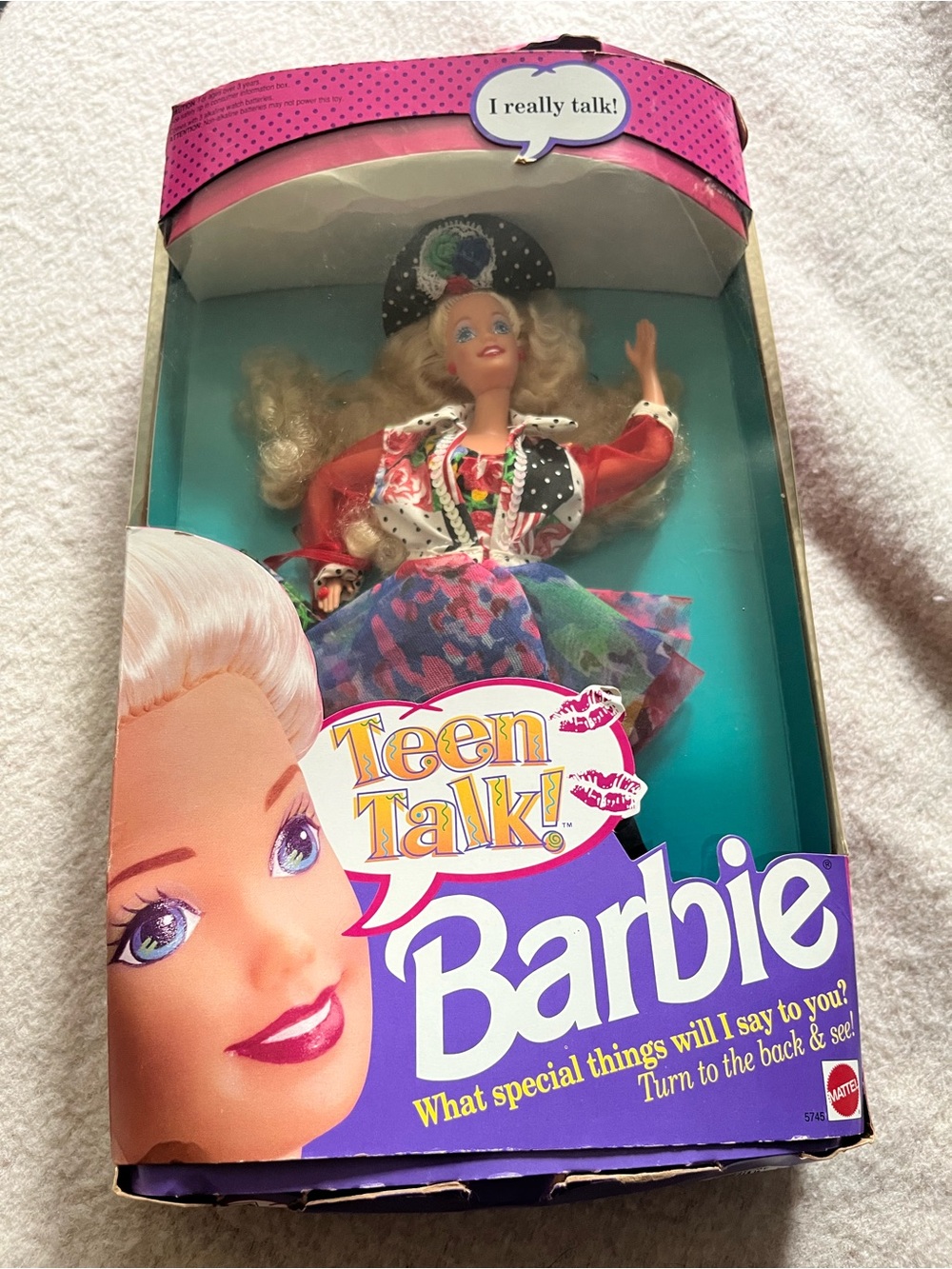 Barbie Teen Talk Doll - Pink, Purple, Blue Multicolor Outfit